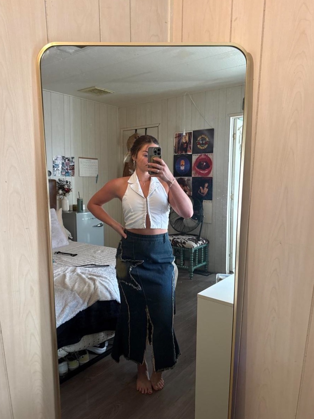 White Corset Style Crop Top